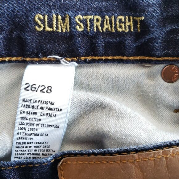 American Eagle Slim Straight Jeans Men's Size 26/28 Dark Wash - Picture 5 of 7